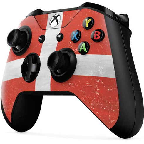 Denmark Flag Distressed Xbox One X Controller Skin